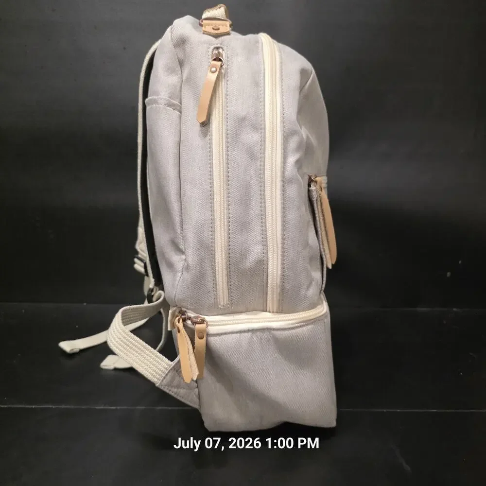 Petunia Pickle Bottom Gray Floral Diaper Bag Boxy Backpack With Changing Pad